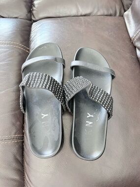 DKNY Black Studded Slide Sandals